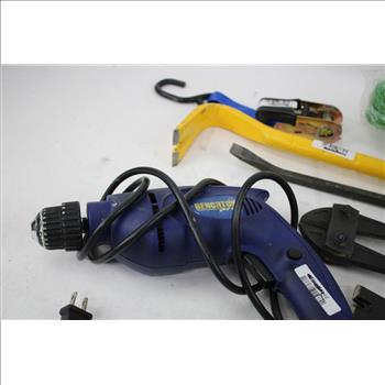 Benchtop Corded Drill, Hyper Tough Bolt Cutters, Dewalt Pry Bar, And More, 7 Pieces