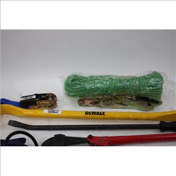 Benchtop Corded Drill, Hyper Tough Bolt Cutters, Dewalt Pry Bar, And More, 7 Pieces
