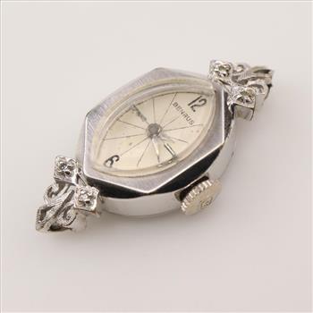 Benrus 14kt White GP Diamond Vintage Watch