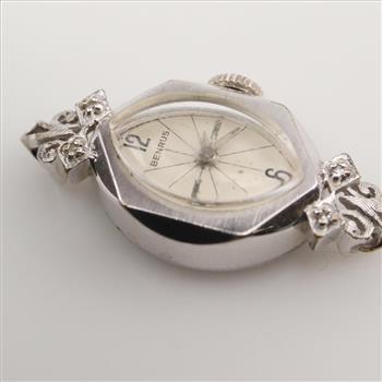 Benrus 14kt White GP Diamond Vintage Watch