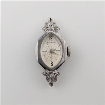 Benrus 14kt White GP Diamond Vintage Watch