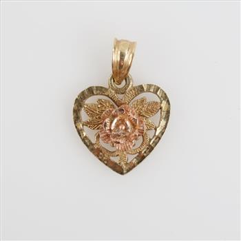 Beverly Hills Gold 14kt Tri Colored Gold Heart Pendant