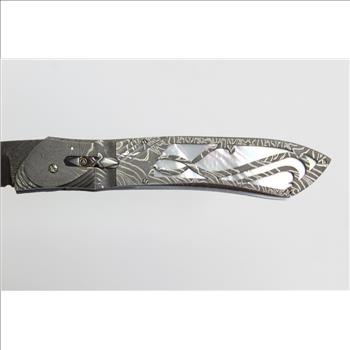 Bill Saindon Custom Folding Damascus Steel Picture Frame Knife