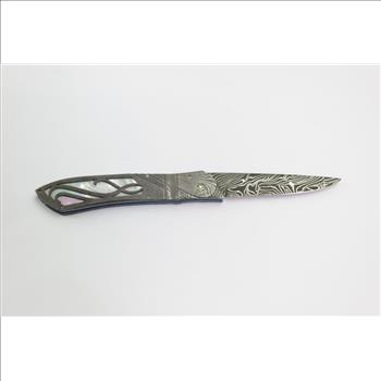 Bill Saindon Custom Folding Damascus Steel Picture Frame Knife