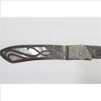 Bill Saindon Custom Folding Damascus Steel Picture Frame Knife