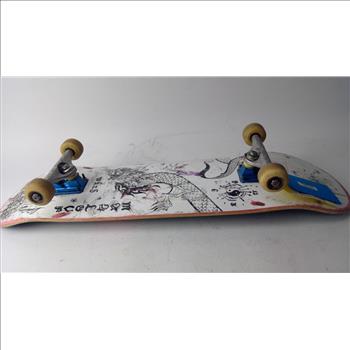 Black And White Skateboard With Dragon Logo