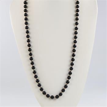 Black Bead 14kt Gold Hollow Bead Accent Necklace