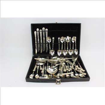 Black Case With Davco Silver China Flatware; 20+ Pieces