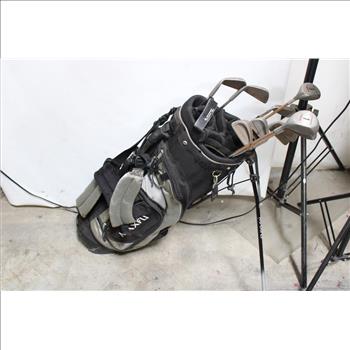 Black Duffle Bag With Golf Clubs, 3+ Pieces