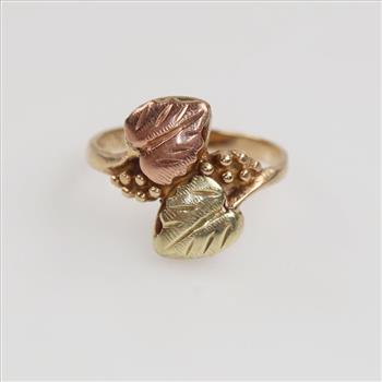 Black Hills 10kt Tri Colored Gold Plated Leaf Ring