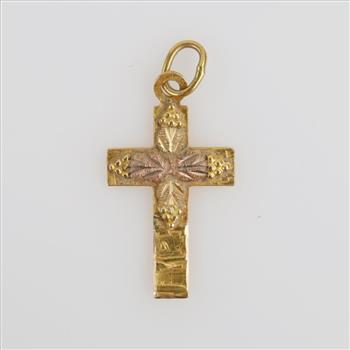 Black Hills 10kt Two Tone Gold Cross Pendant