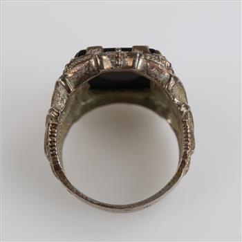 Black Hills Gold Sterling Silver Gold Accent Black Stone Ring