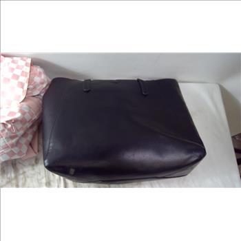 Black Leather Purse, And Pink Checkered Backpack, 2 Pieces