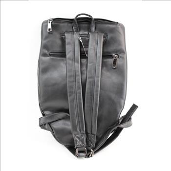 Black Leather-Style Backpack With Large Owl Design