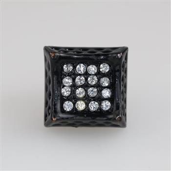 Black Metal Clear Stone Square Stud Fashion Earring