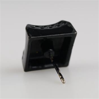 Black Metal Clear Stone Square Stud Fashion Earring