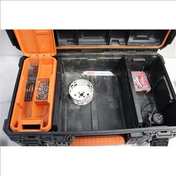 Black Tool Box Ridgid With Milwaukee Tools Inside