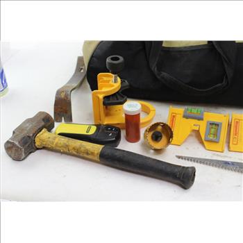 Black Toolbag With Swason Level, HDX Pipe Cutter And More Tools, 10+ Pieces