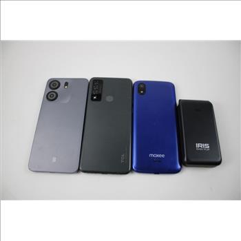 BLU, TCL, Moxee, Iris Cell Phone Lot, 4 Pieces, Sold For Parts