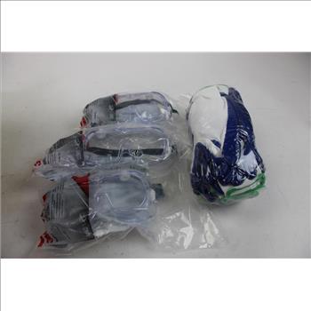 Blue Hawk Nitrile-Coated Large Gloves, 3M Goggles, And 3M Face Shields, 7 Pieces