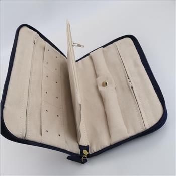 Blue Zipper Travel Jewelry Pouch