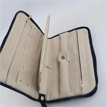 Blue Zipper Travel Jewelry Pouch