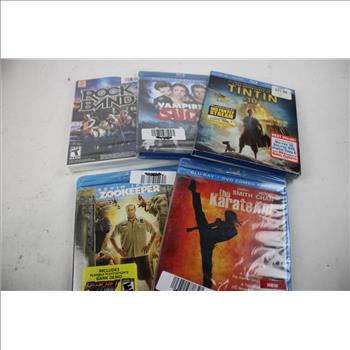 Blue-Ray Dvd's Bulk Lot With Wii Rock Band 3 Game 10 Pieces