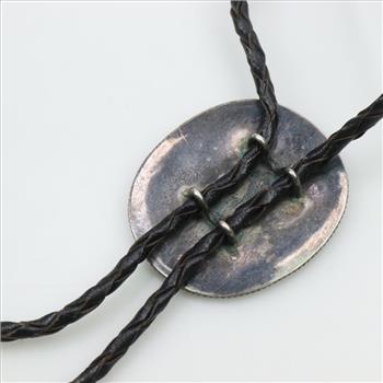 Bolo Tie Abalone Shell Mosaic Inlay Sterling Silver accent