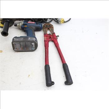 Bolt Cutter, Ryobi Impact Driver, Porter Cable Angle Grinder: 3 Items