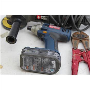 Bolt Cutter, Ryobi Impact Driver, Porter Cable Angle Grinder: 3 Items