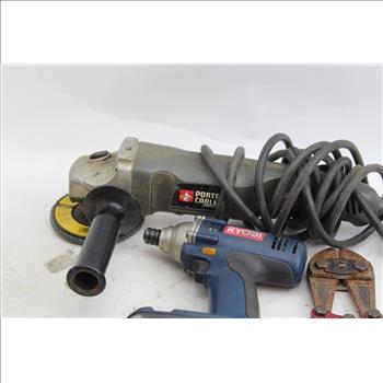 Bolt Cutter, Ryobi Impact Driver, Porter Cable Angle Grinder: 3 Items