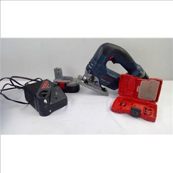 Bosch 18V Variable Speed Cordless Jig Saw, With Bag, Drill Bits, Charger, And Batteries