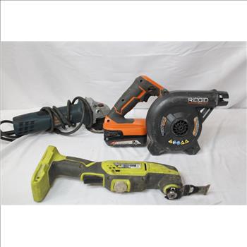BOSCH Angle Grinder, Ryobi Multi-Tool, RIDGID Compact Jobsite, 3 Pieces
