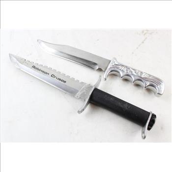 Bowie Style Fixed Blade Knives; 2 Pieces
