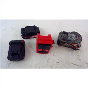 Box Of Tool Batteries And Top Off Power Supply 4 Pieces