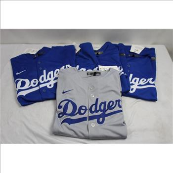 Boys Dodgers Jerseys, White, Grey And Blue - 8 Pieces