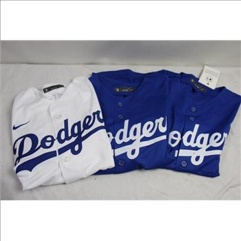 Boys Dodgers Jerseys, White, Grey And Blue - 8 Pieces