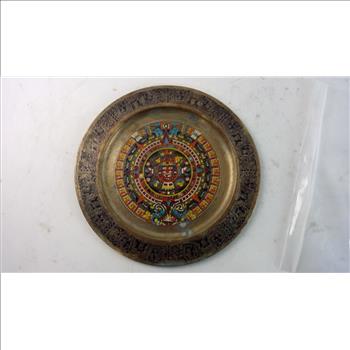 Brass Plate With Mayan Calendar Design