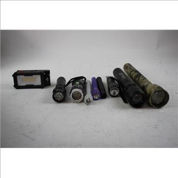 Braun And More Flashlight And Work Light Bulk Lot, 17 Pieces