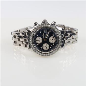 Breitling 2.20cts TW Diamond Cockpit Chronograph Watch-Evaluated By Our Certified Gemologist-AGS/GIA