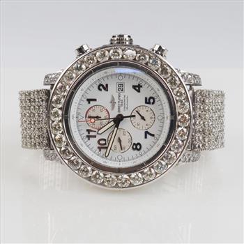 Breitling Super Avenger 38.09cts TW Diamond Watch-Evaluated By Our Certified Gemologist-AGS/GIA