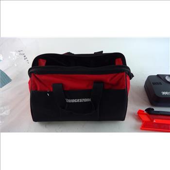 Bridgestone Bag With Unbranded Air Compressor And Triangles