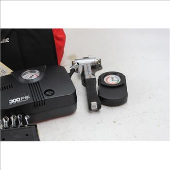 Bridgestone Tool Bag With Air Compressor, Tire Pressure Gauge And More