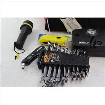 Bridgestone Tool Bag With Air Compressor, Tire Pressure Gauge And More