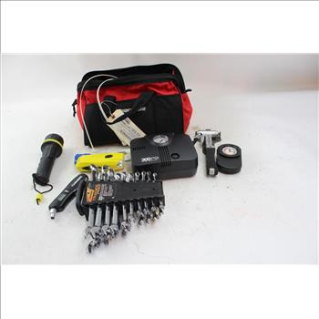 Bridgestone Tool Bag With Air Compressor, Tire Pressure Gauge And More