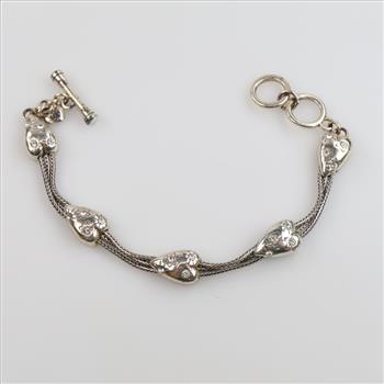 Brighton Silver Plated Sparkling Heart Bracelet
