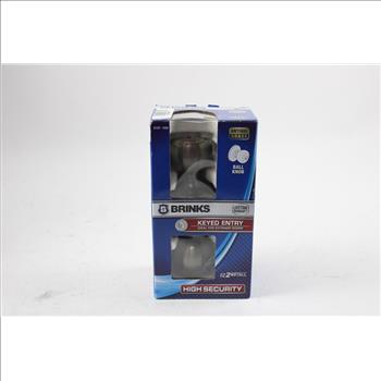 Brinks Exterior Locking Keyed Entry Ball Knob, Brass Finish