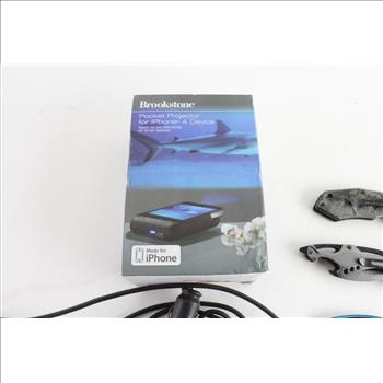 Brookstone Pocket Projector And More, 6 Pieces