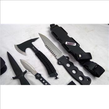 Buck, United, Knives, With Tomahawk Survival Axe, And Folding Case, 5 Pieces