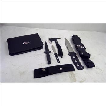 Buck, United, Knives, With Tomahawk Survival Axe, And Folding Case, 5 Pieces